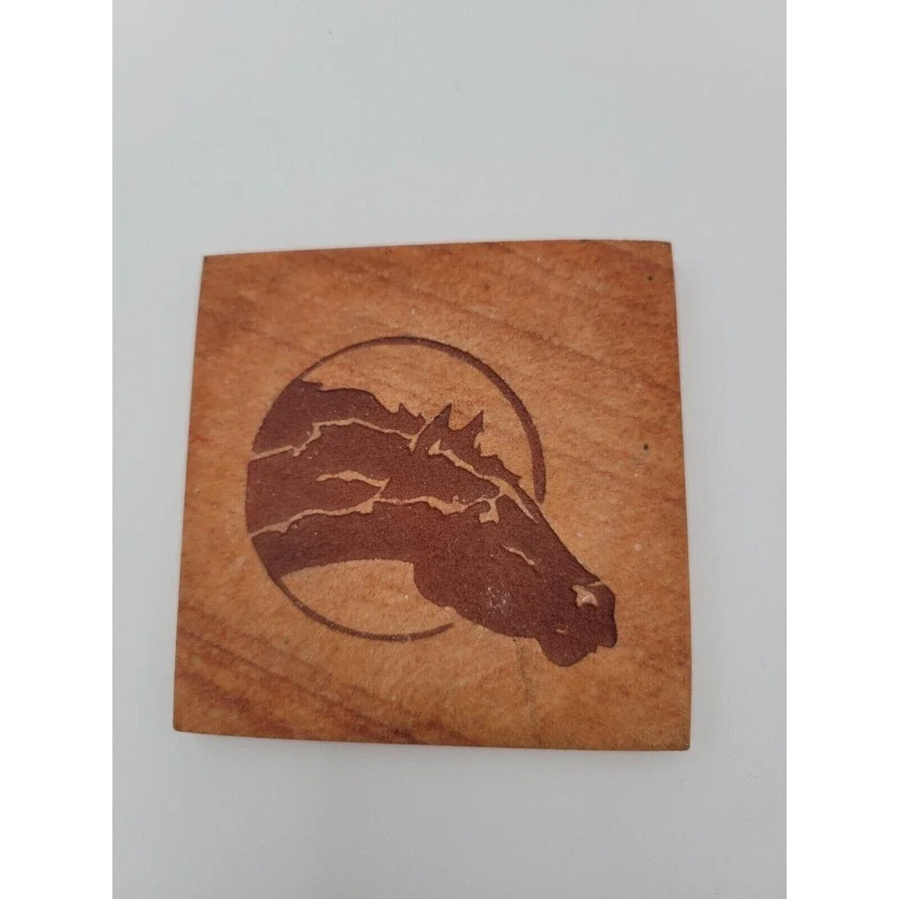 Vintage Sandstone Coasters Set Of 4 Horse‎ Head Design 3.5